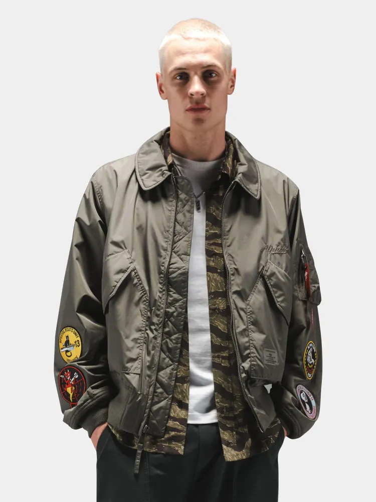 Бомбер Alpha Industries CWU 36/P Relaxed Patched Field Grey (Полевой Серый)
