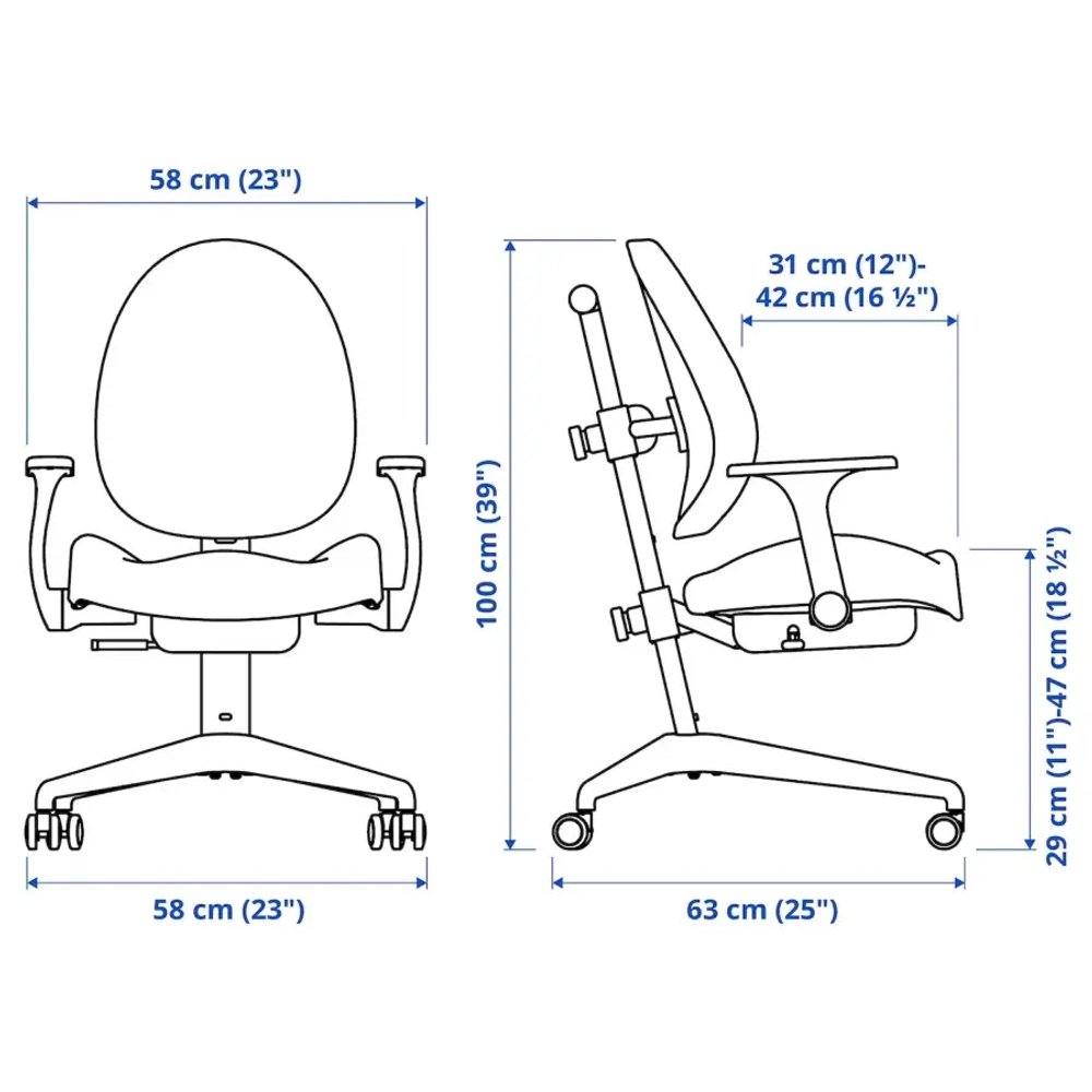 Стул детский - IKEA GUNRIK/ГУНРИК ИКЕА , 102х58 см, белый/голубой