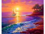 Алмазная мозаика 40х50см. "Парус на закате" с частич.заполнен.на подрам. (Арт. НД-0596)