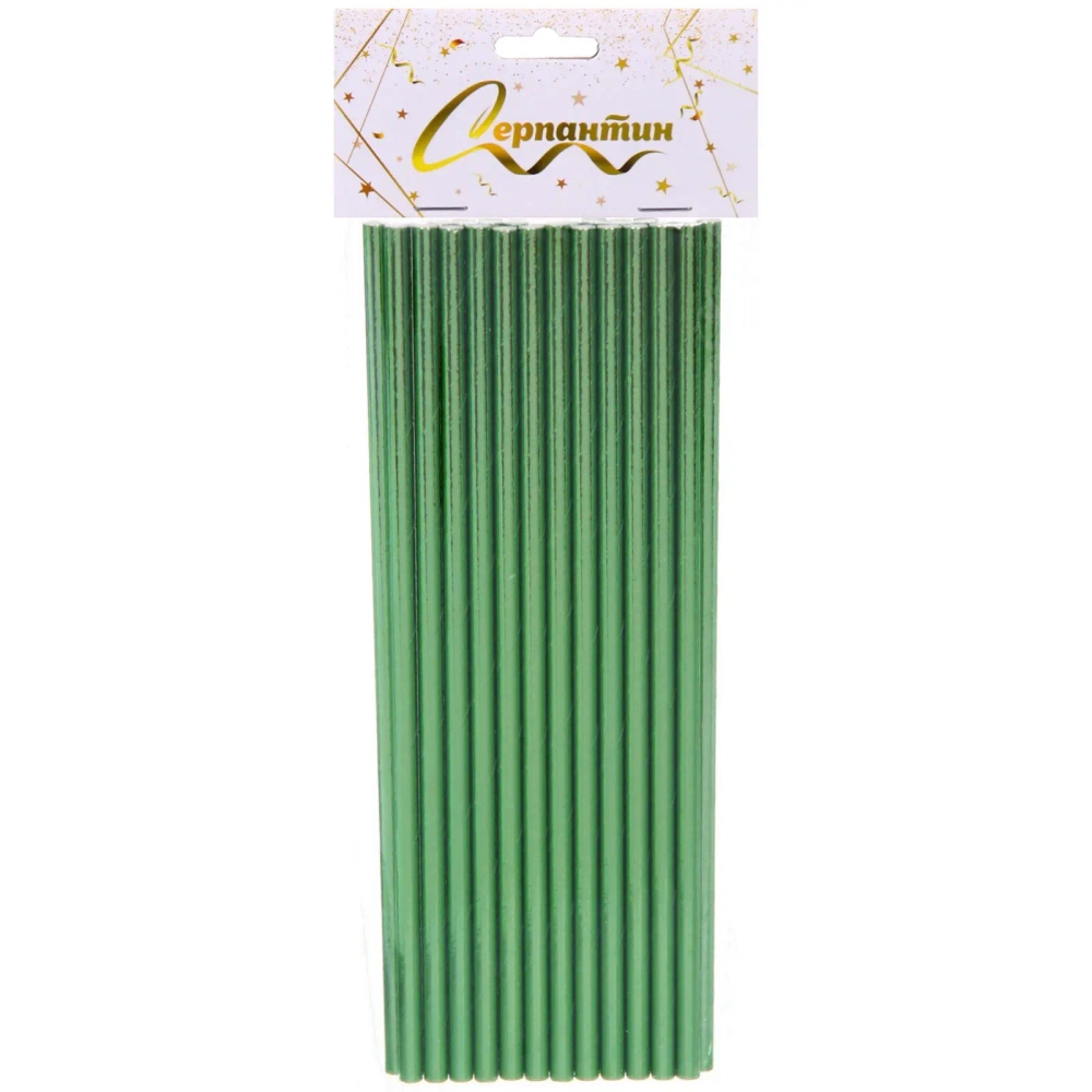 Трубочка для коктейля «Волшебство» 19,5 см d-6 мм (набор 25 шт), Зеленый