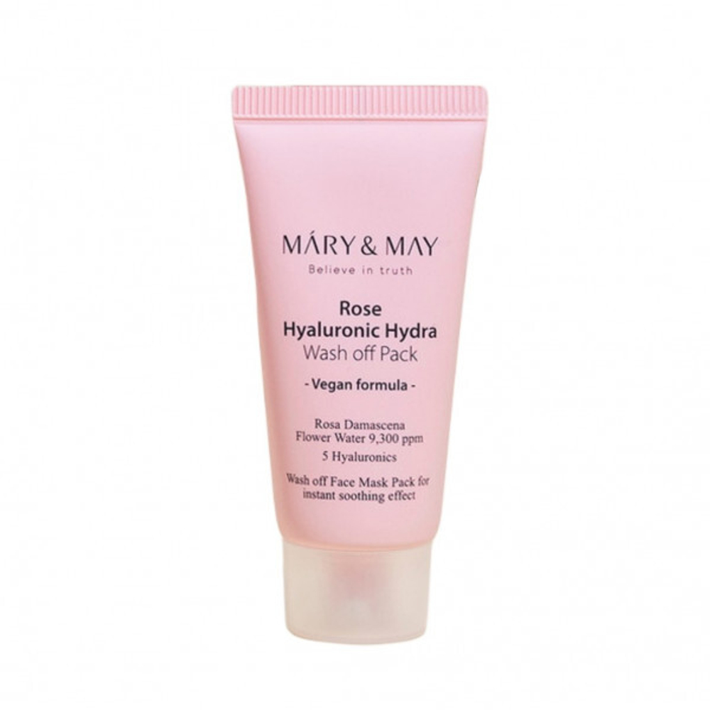 Mary&May Rose Hyaluronic Hydra Clow Wash off Pack увлажняющая глиняная маска для лица с экстрактом розы