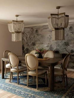 Люстра подвесная из деревянных бусинок