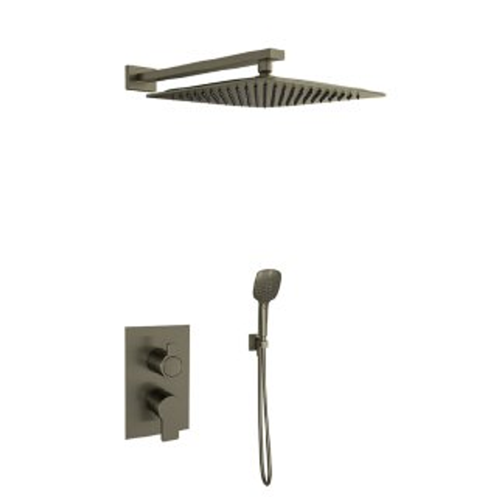 Встраиваемый смеситель для душа с тропическим и ручным душем BLAUTHERM 941512RK300GR графит