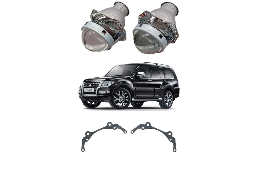 Готовый комплект для замены штатных линз Mitsubishi Pajero IV 2-й рестайлинг 2014-2021