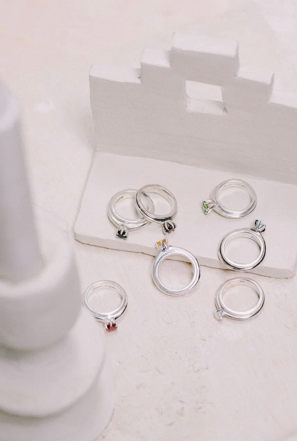 Кольцо "Идеальный механизм" с белым фианитом