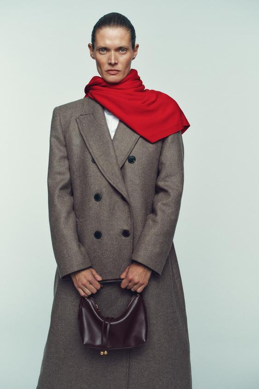 ZARA МИНИ-СУМКА С ДЕКОРАТИВНЫМИ ШАРИКАМИ, БОРДОВО-КРАСНЫЙ