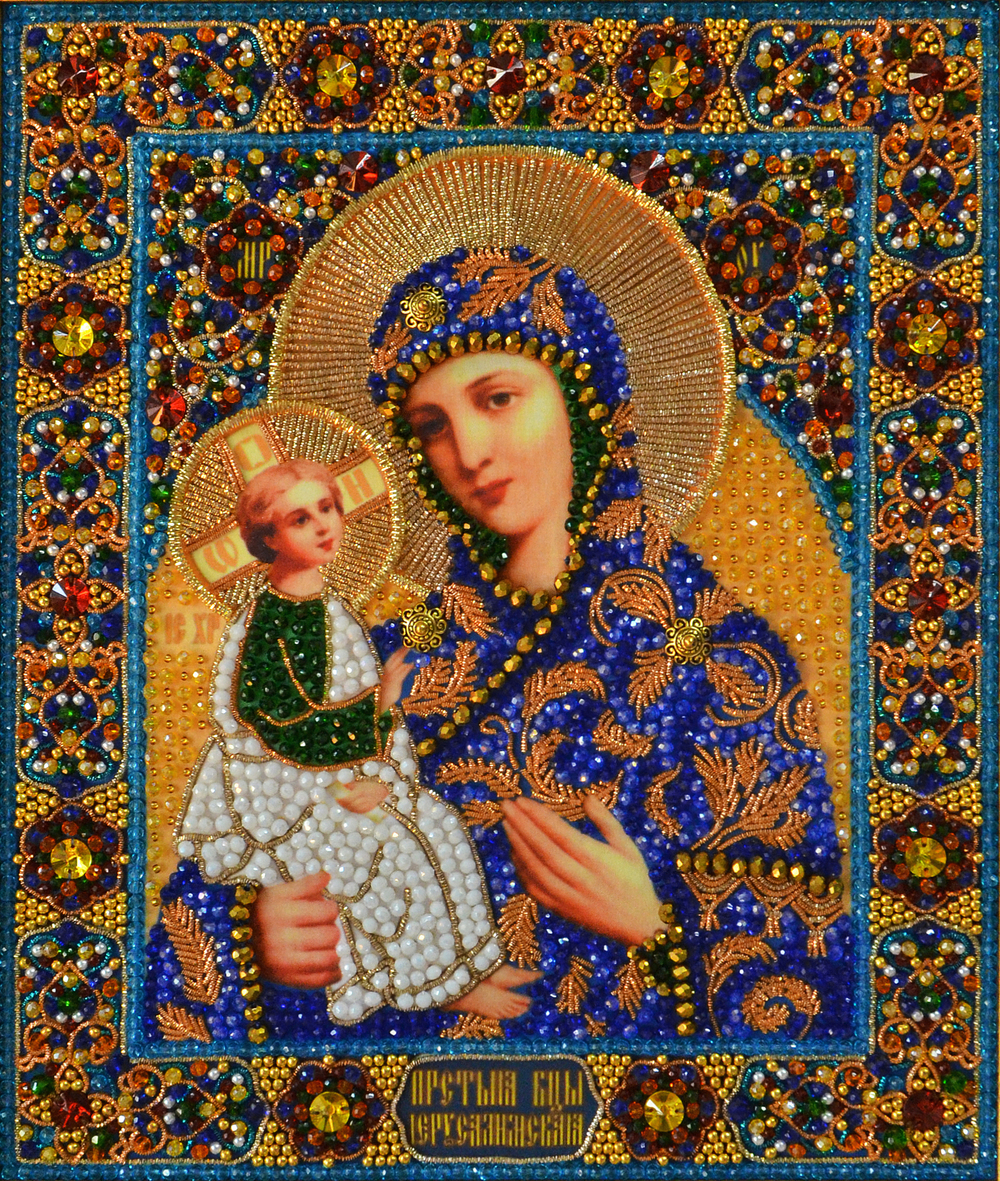 Принт-И10 Ткань с нанесенной авторской схемой Богородица Иерусалимская