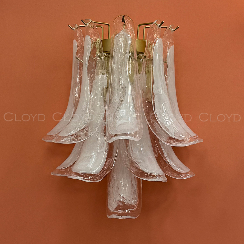 Бра Cloyd AZORES-B W2 / выс. 42 см - латунь светл. - бело-прозрачн.стекло (арт.20471)