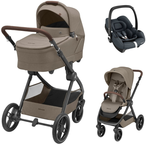 Коляска детская Maxi-Cosi Oxford Plus 3 в 1 с автокреслом CabrioFix Essential graphite 1978470110 Twillic Truffle/Трюфель