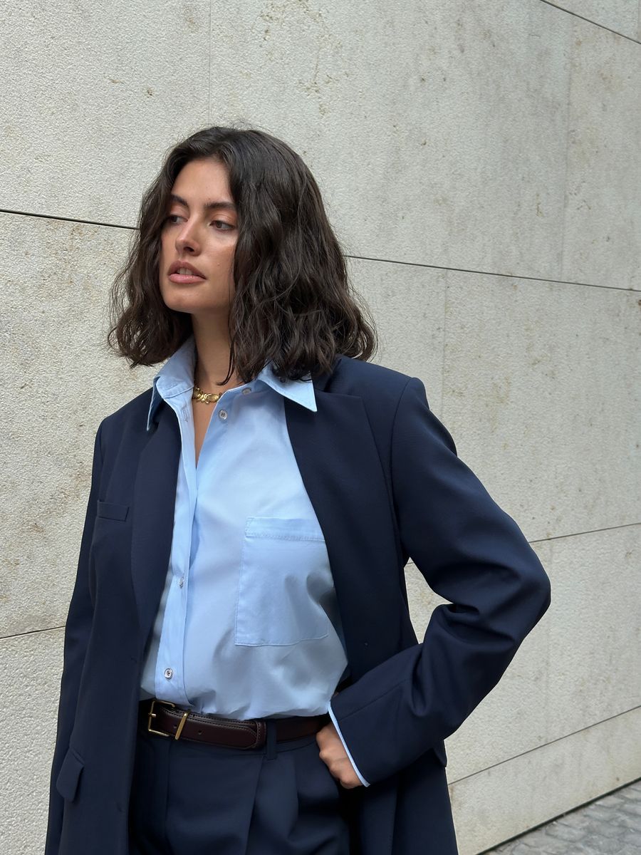 Рубашка из поплина голубая