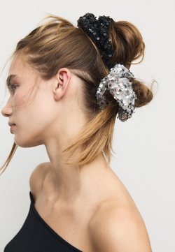 STRADIVARIUS Набор из 2 резинок для волос с пайетками, серый