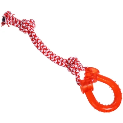 Игрушка - канат для собак мелких и средних пород «НЕСКУЧАЙКА», цвет красный, 37см / 110гр (лейбл)