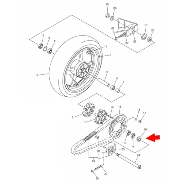Yamaha 90387-28019-00 Втулка заднего колеса