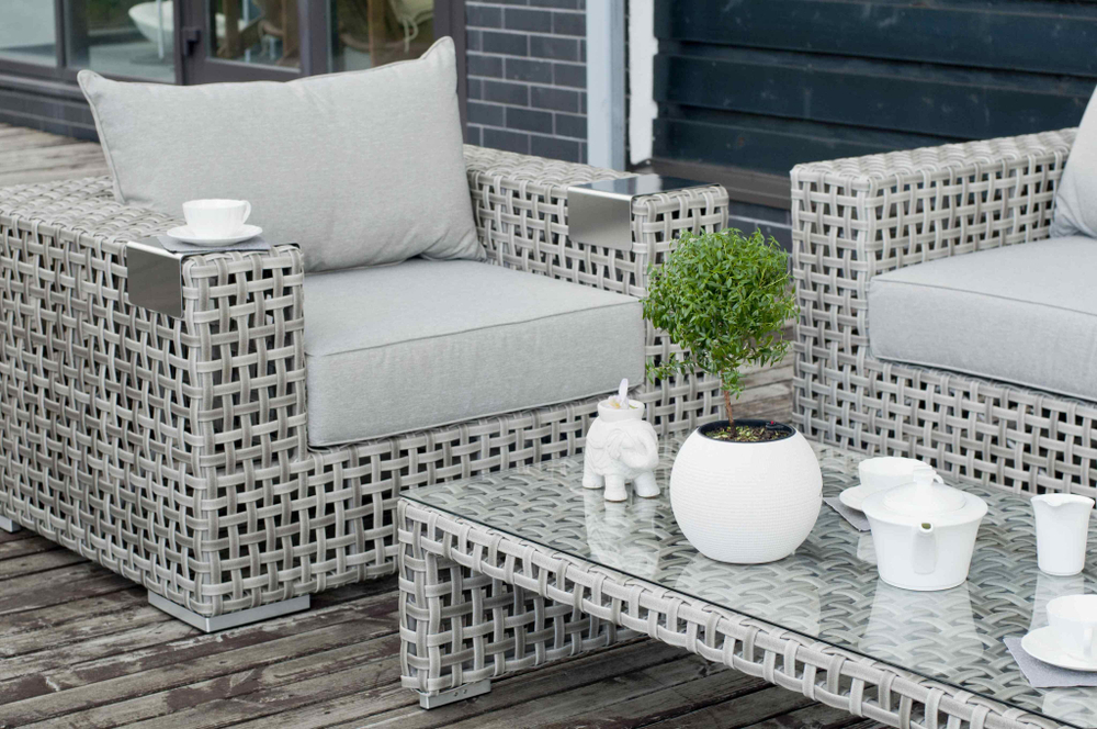 "Тито" лаунж-зона из искусственного ротанга, цвет серый