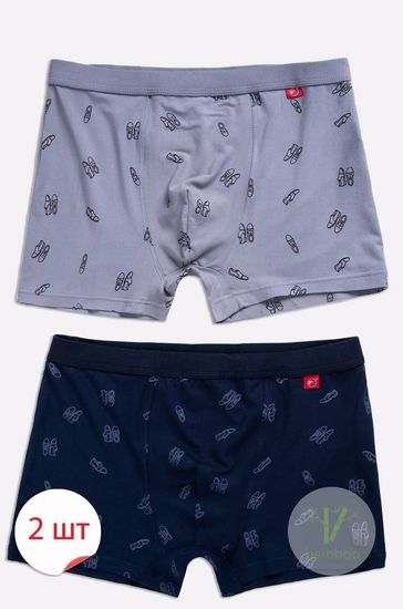 Трусы мужские боксеры (2 шт) Fukai 1519 F,синий+светло-серый