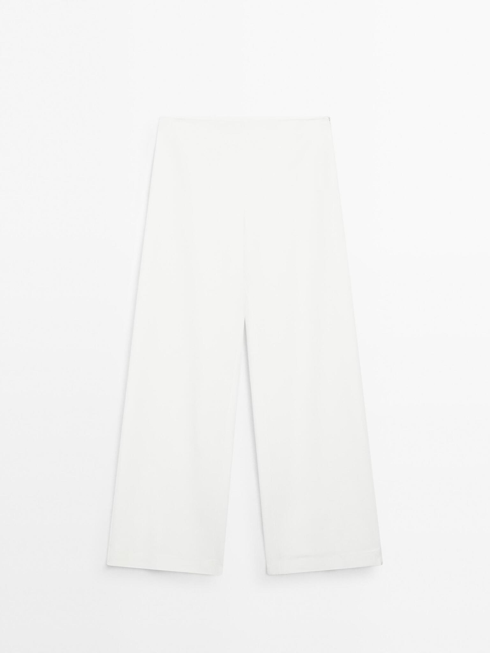 Massimo Dutti Брюки палаццо с высокой талией - STUDIO, белый