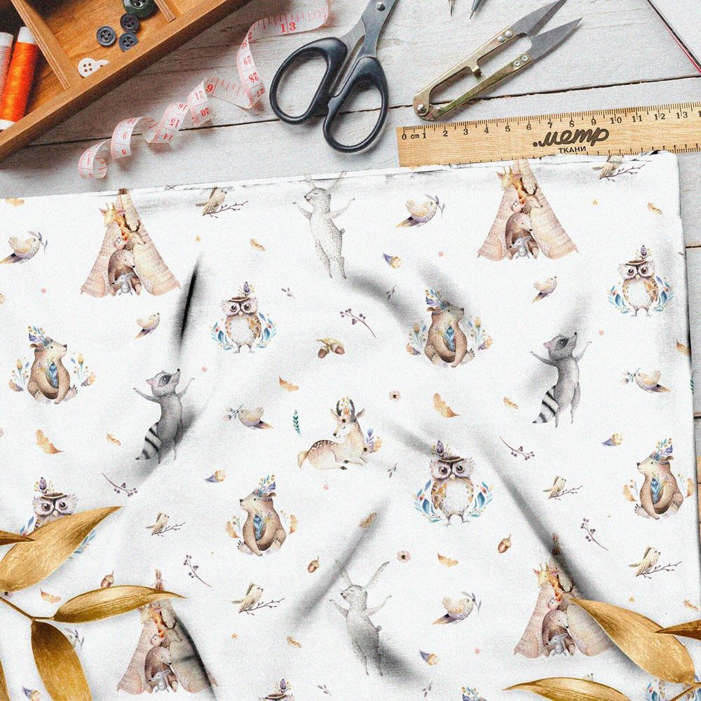 Ткань поплин вигвамы и еноты