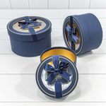 Коробка 21х11.5 см Набор 3 шт с окошком и бантом (Синий)