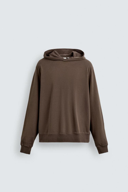 ZARA ТОЛСТОВКА С КАПЮШОНОМ И ЭФФЕКТОМ ПОТЕРТОСТИ, КОРИЧНЕВЫЙ