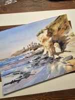 Картина авторская акварельная в паспарту 30х40 см на стену для интерьера "Море в стиле Энди Эвансона "