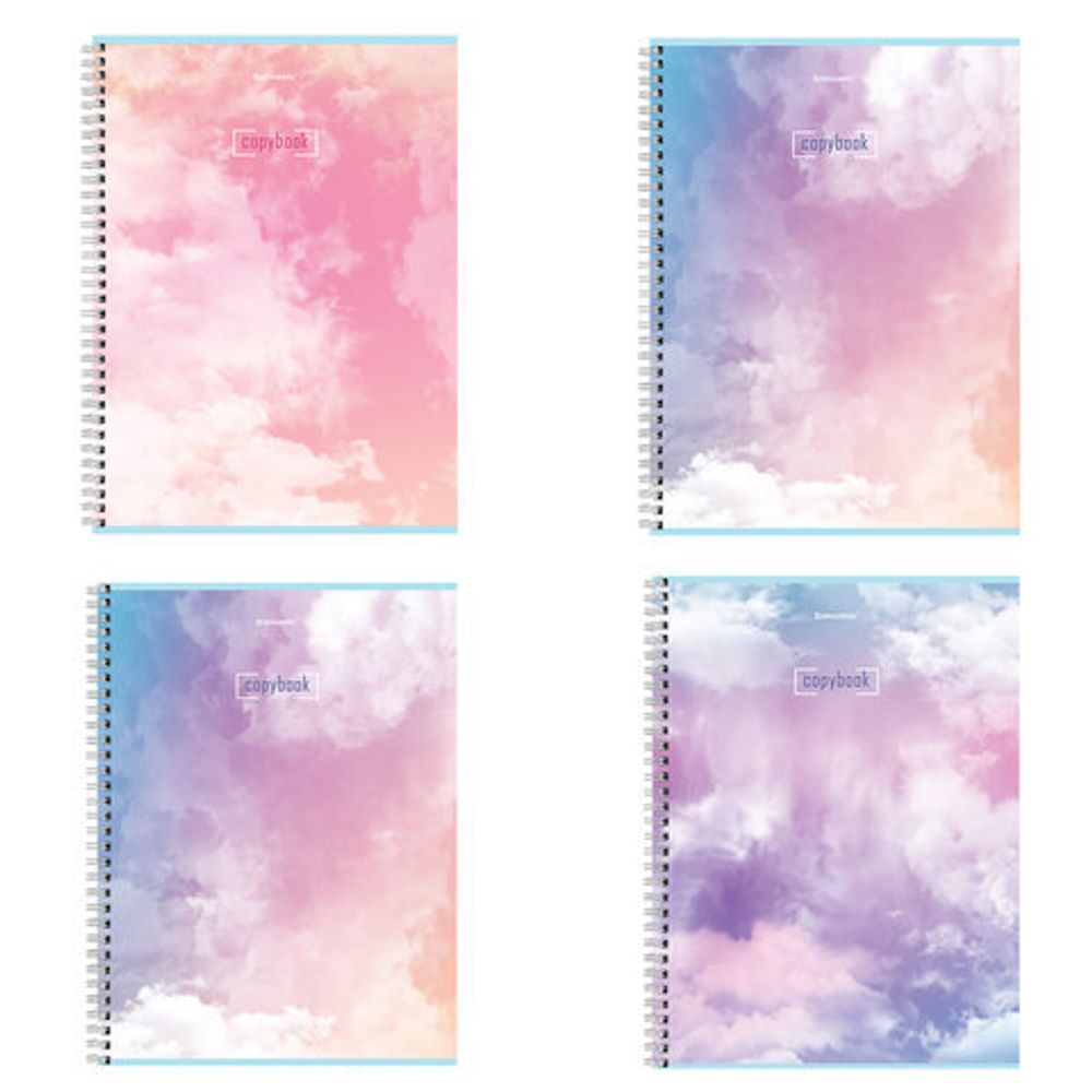 Тетрадь А4, 80 л., BRAUBERG, гребень, клетка, глянцевый лак, "CLOUD", 404053, 4шт