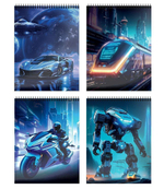 Блокнот А6 40л. клетка "Космическая машина" греб. мел. карт., спл. Уф-лак (Schoolformat)