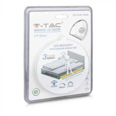 Прикроватная светодиодная лента V-TAC с датчиком движения, 3 Вт, 12 В, 4000К, IP20, SKU 2548