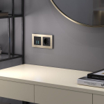 Сенсорный выключатель двухклавишный с подсветкой 1000 Вт (черный матовый)