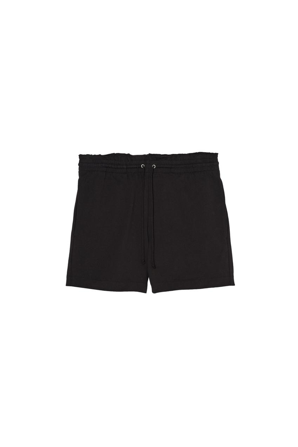 ZARA X BENITO ANTONIO ХЛОПКОВЫЕ ШОРТЫ С ЭЛАСТИЧНЫМ ПОЯСОМ, ЧЕРНЫЙ