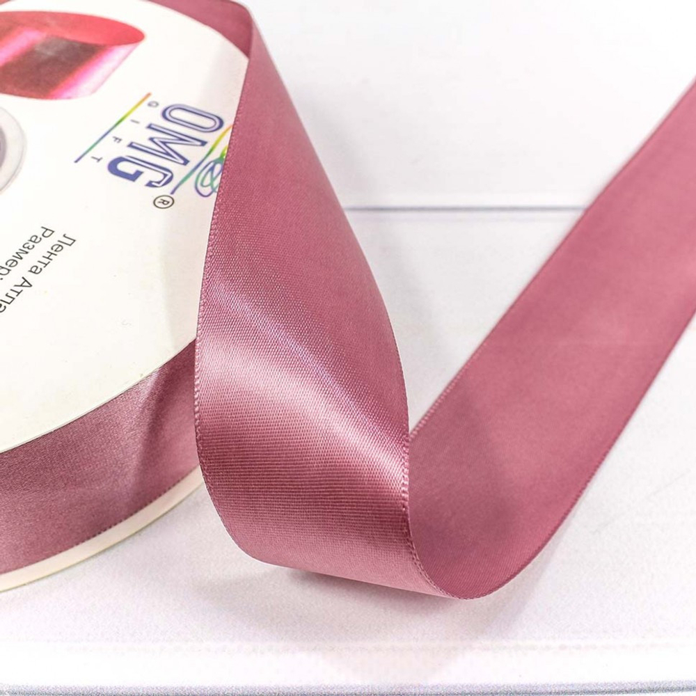 Лента Атласная 3,8см х 110м Полиэстер класс А (Розовый)