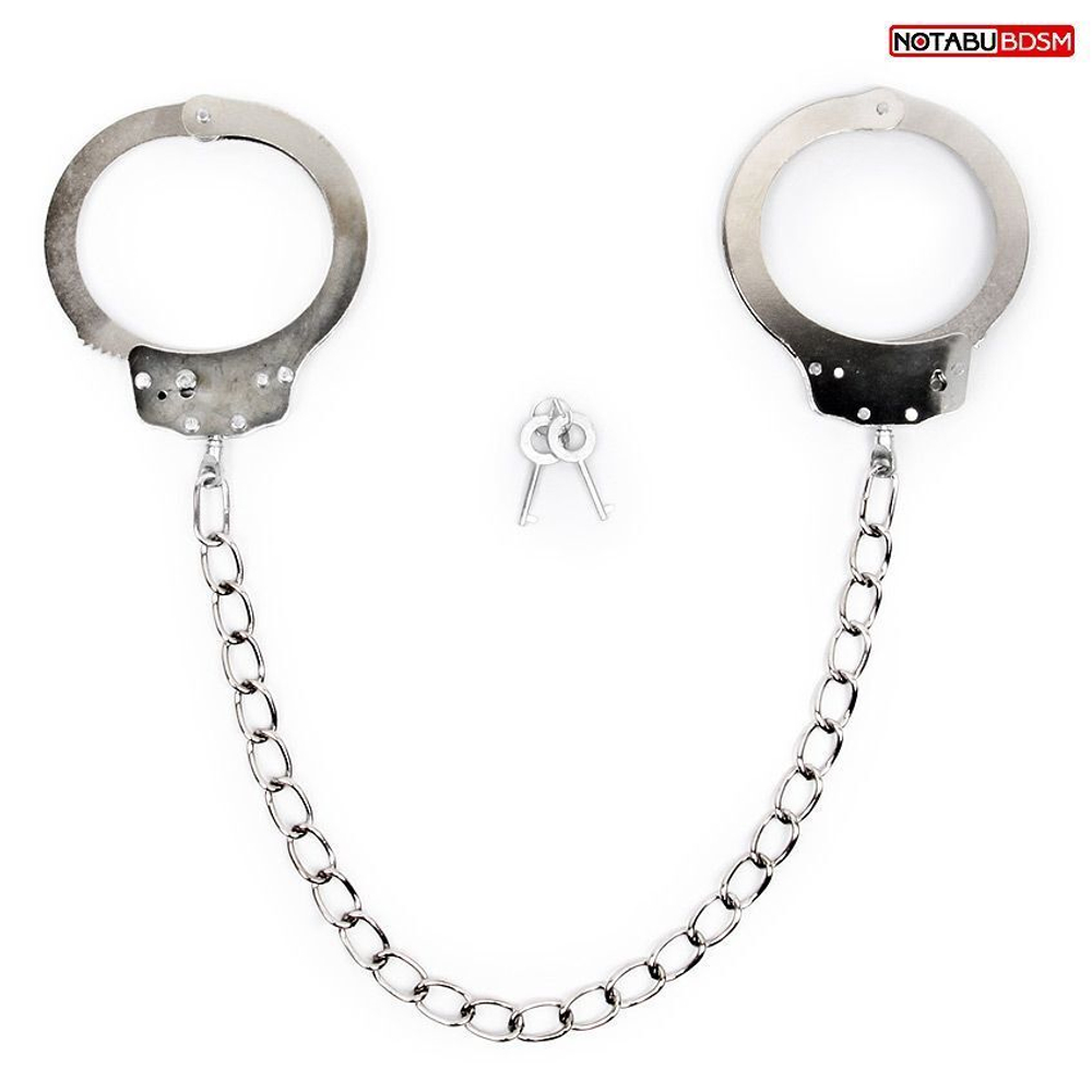 Серебристые металлические оковы с цепочкой (Цвет: серебристый)