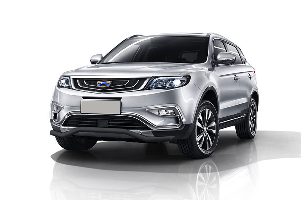 Защита переднего бампера Geely Atlas (2016-2023) d57 волна черная