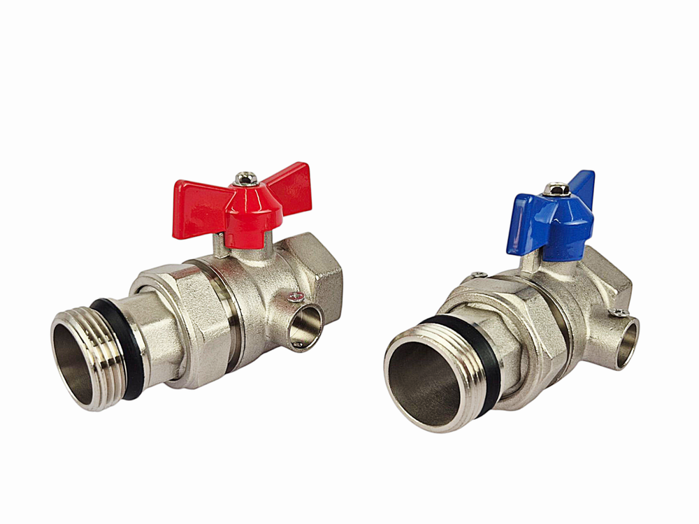 Кран отсечной прямой с термометром 1" для коллекторной группы САРМАТ (2шт) BV5000 (CN)