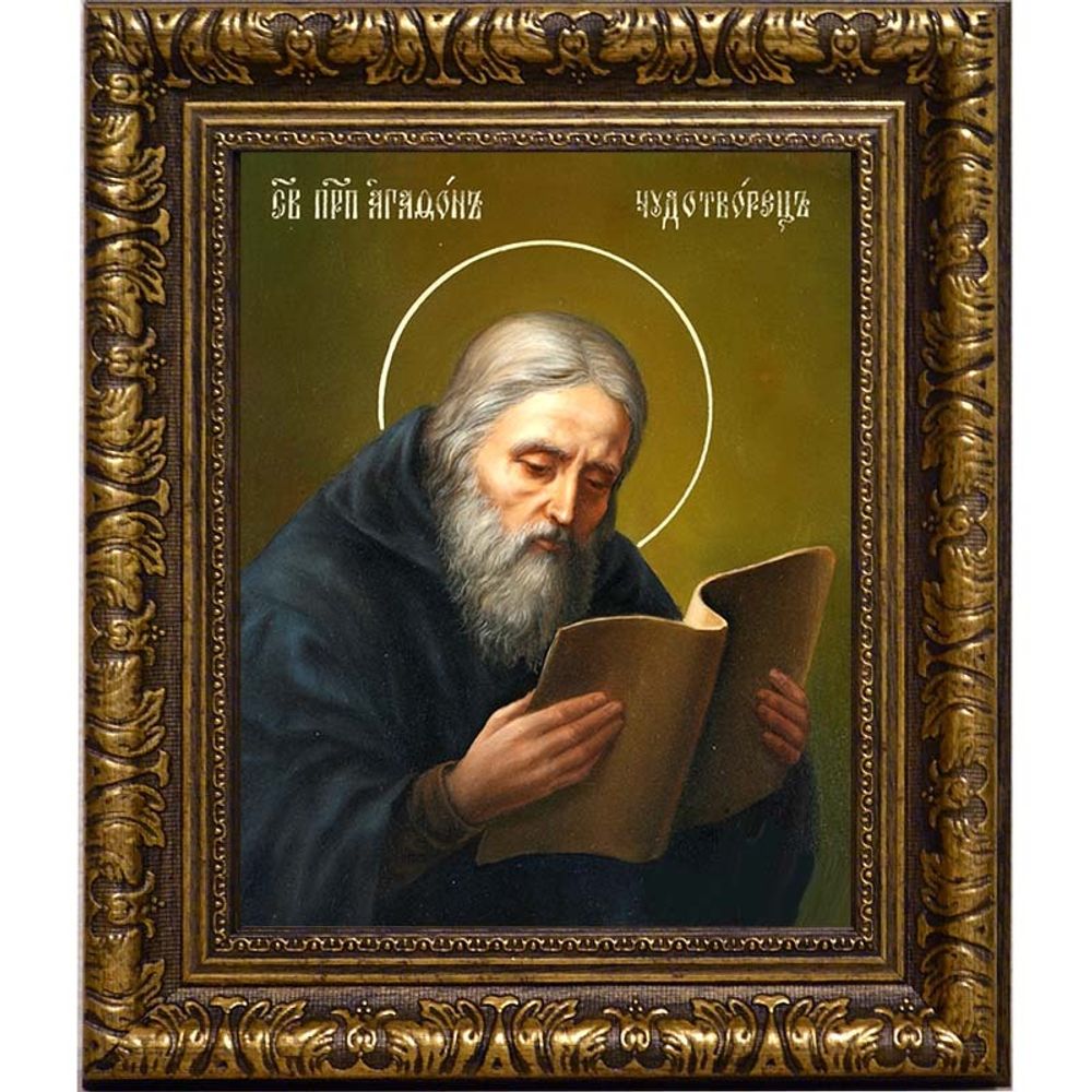 Агафон Печерский Преподобный. Икона на холсте.