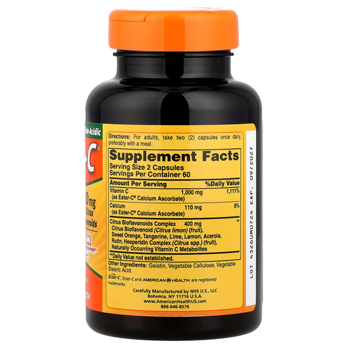 American Health, Ester-C® с цитрусовыми биофлавоноидами, 120 капсул