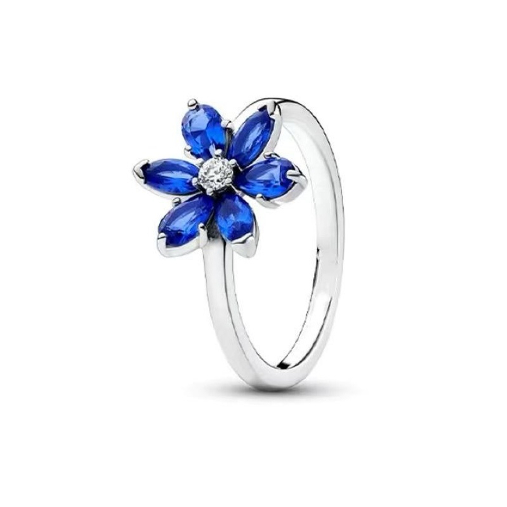 Кольцо синий цветочек