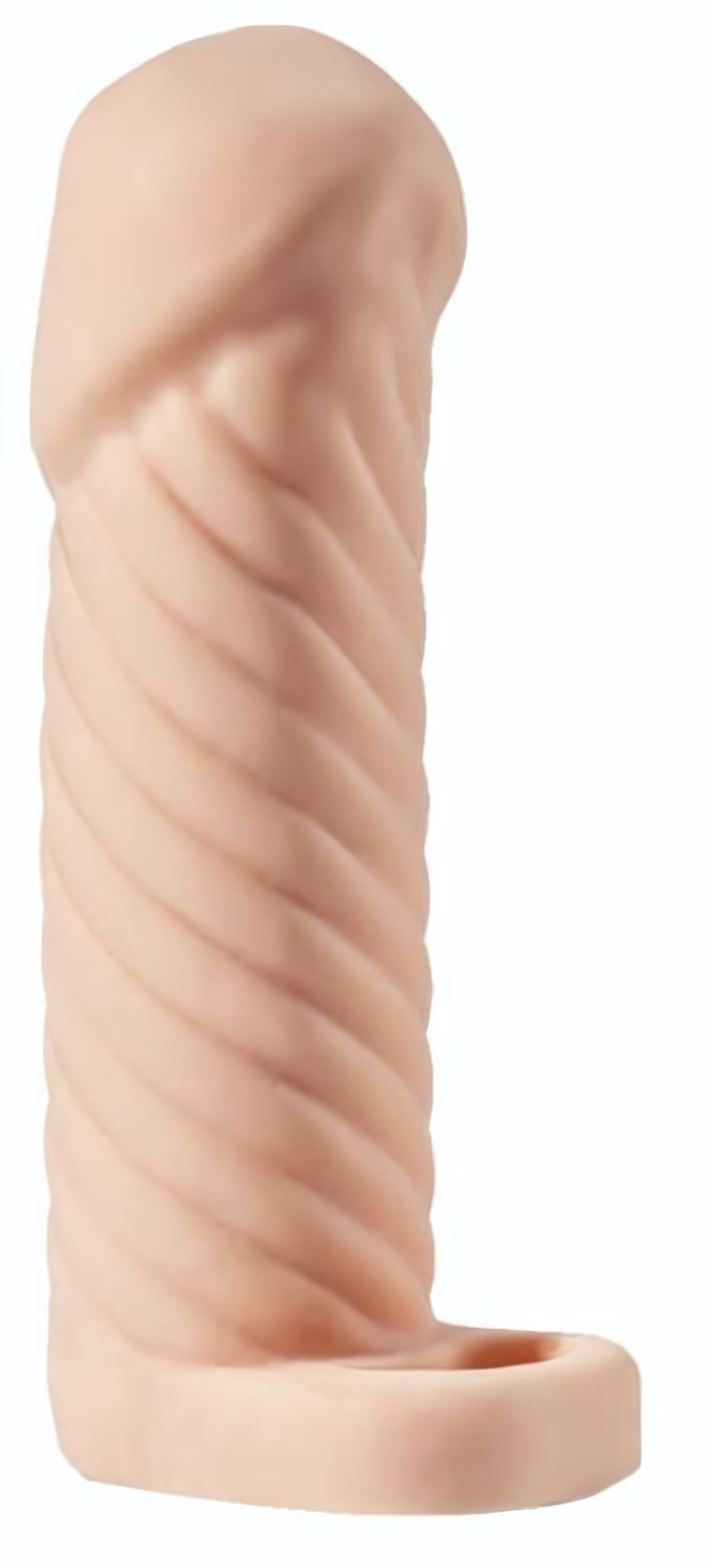 Телесная насадка-удлинитель KLEON с кольцом - 15 см. (Цвет: телесный)
