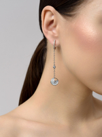 Серьги "long eye White" Silver