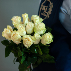Белые розы Эквадор Premium 60см