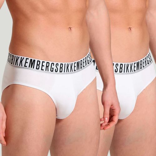 Мужские трусы брифы белые набор 2в1 Bikkembergs ESSENTIAL BKK1USP01BI