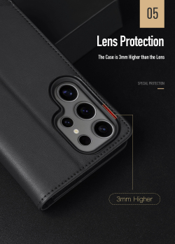 Чехол книжка из натуральной кожи с защитой RFID от Dux Ducis для Samsung Galaxy S25 Ultra, серия Hivo Series Case