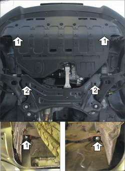 Защита картера двигателя, КПП (2 мм, сталь) для Kia Sportage 2010-2016, Hyundai ix35 2010-2015 Motodor.70904