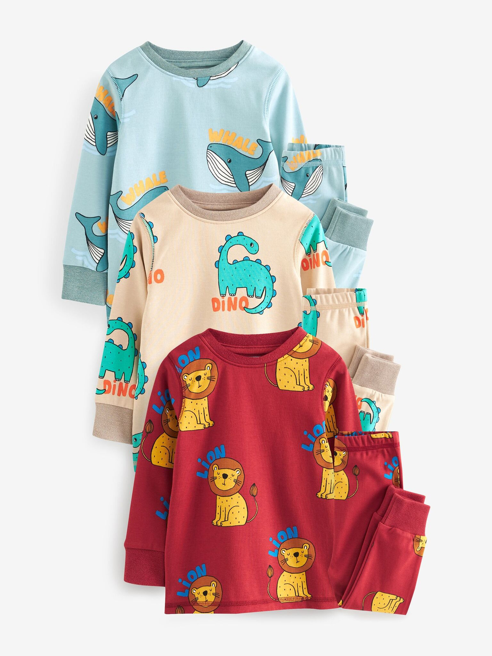 Пижама для мальчика Next 401-186, 3 шт., Голубой, Бежевый, Красный