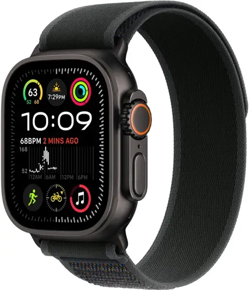 Apple Watch Ultra 2 (2024) GPS + Cellular, 49 мм, корпус из титана, ремешок Trail (S/M) цвета black (черный) MX4U3