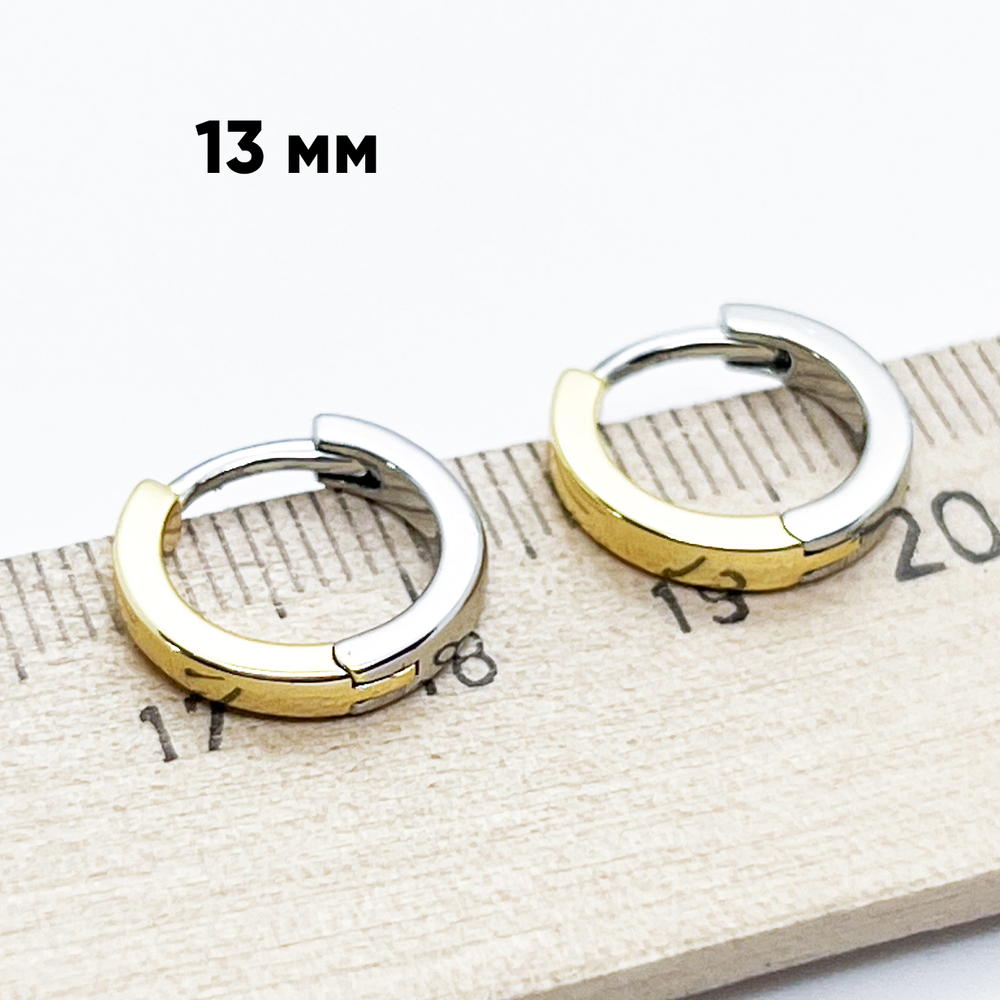 Ювелирные швензы Конго с родиевым покрытием и позолотой, размер 13 мм, цена за пару