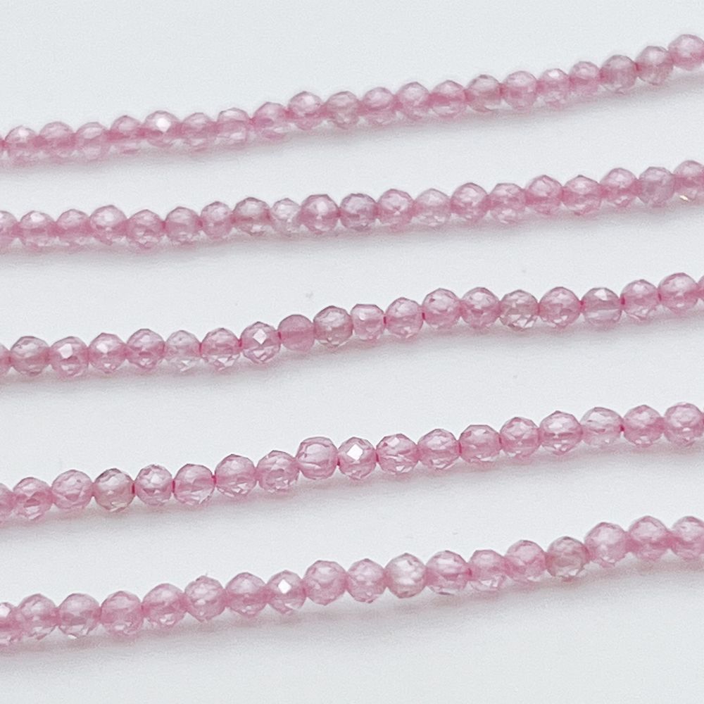 Фианит (кубический цирконий), цвет розовый, размер 2 мм, цена за нить около 195 шт (38 см)