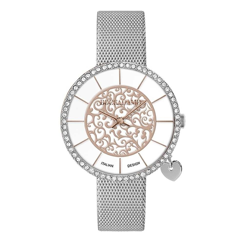 Часы Boccadamo Mya Silver Rosegold MY034 BW/S с минеральным стеклом, кристаллами Swarovski