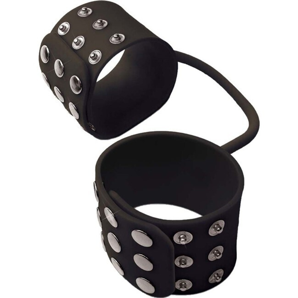 Силиконовый набор Fetish Silicone Cuffs (Цвет: черный с серебряным)