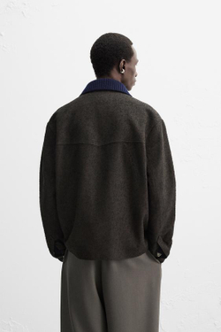 ZARA X NANUSHKA ТОНКАЯ КУРТКА С КАРМАНАМИ, ТЕМНО-КОРИЧНЕВЫЙ