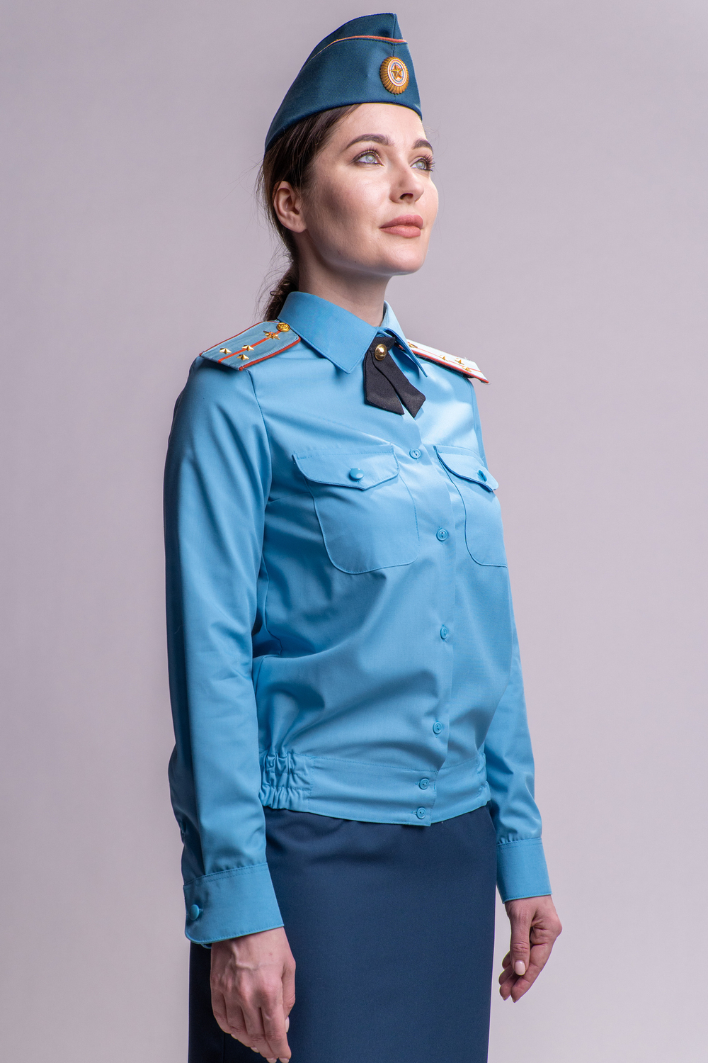 Рубашка МЧС женская голубая, длинный рукав